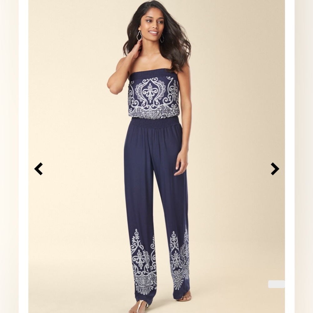 Soma strapless embroidered jumpsuit‎